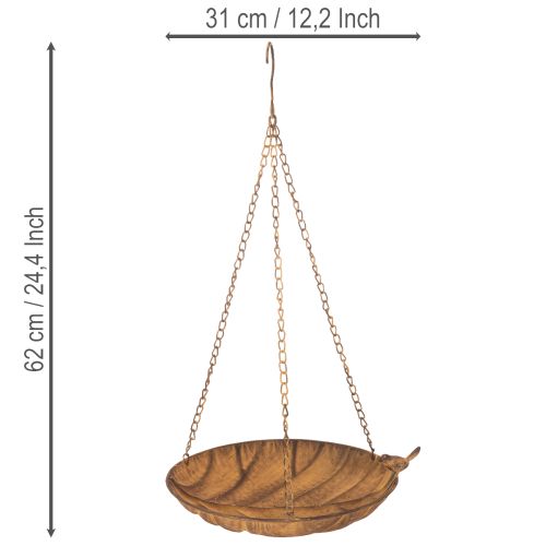 Ciotola decorativa sospesa, decorazione da giardino, effetto ruggine, Ø31cm, L62cm | Floristik24.it