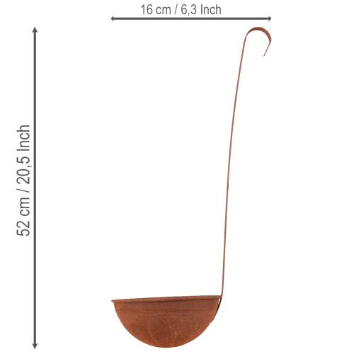 Prodotto Vaso sospeso, decorazione per la cucina, mestolo, finitura ruggine, Ø16,5 cm, 2 pezzi