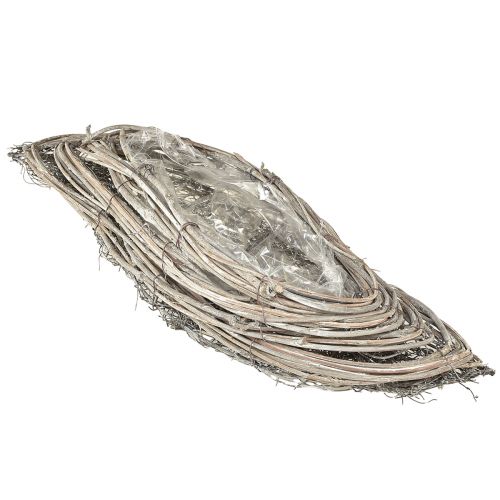 Ciotola per piante wave rattan bianco naturale 40x14x6 cm 2 pezzi