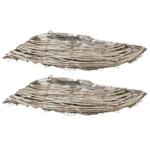 Prodotto Ciotola per piante wave rattan bianco naturale 40x14x6 cm 2 pezzi
