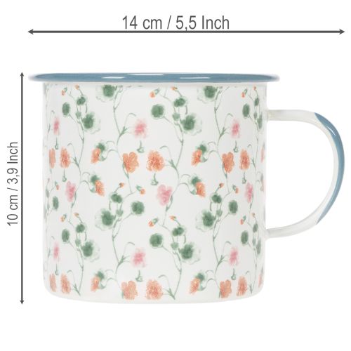 Prodotto Vaso per piante in smalto, coppa decorativa con motivi floreali, Ø11cm