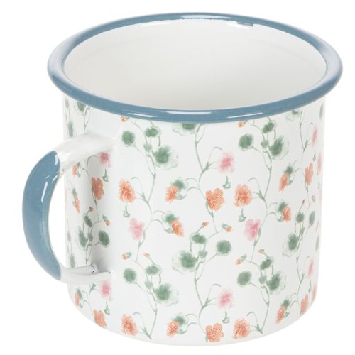 Prodotto Vaso per piante in smalto, coppa decorativa con motivi floreali, Ø11cm
