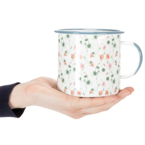 Prodotto Vaso per piante in smalto, coppa decorativa con motivi floreali, Ø11cm