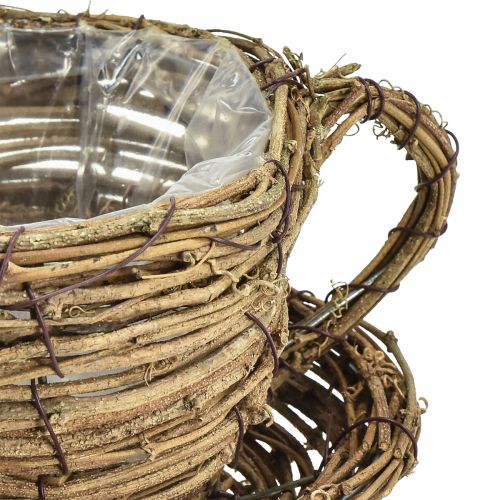 Prodotto Coppa per piante con piatto portavaso per piante di vite naturale Ø19cm H9cm