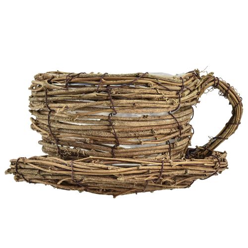 Prodotto Coppa per piante con piatto portavaso per piante di vite naturale Ø19cm H9cm