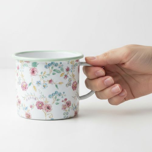 Prodotto Vaso per rose in smalto, decorativo, con manico, bianco, Ø9,5 cm
