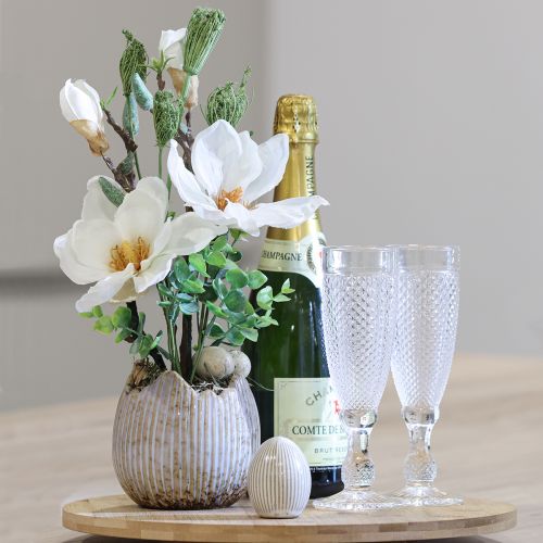 Prodotto Vaso per piante in ceramica Uovo rotto Crema Marrone Ø9.5cm 3 pezzi