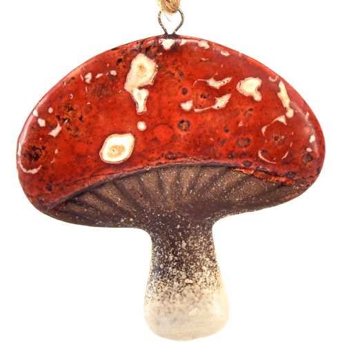 Prodotto Incantevoli ciondoli a forma di fungo rosso con cordoncino di iuta 3 cm - perfetta decorazione autunnale e natalizia - 6 pezzi