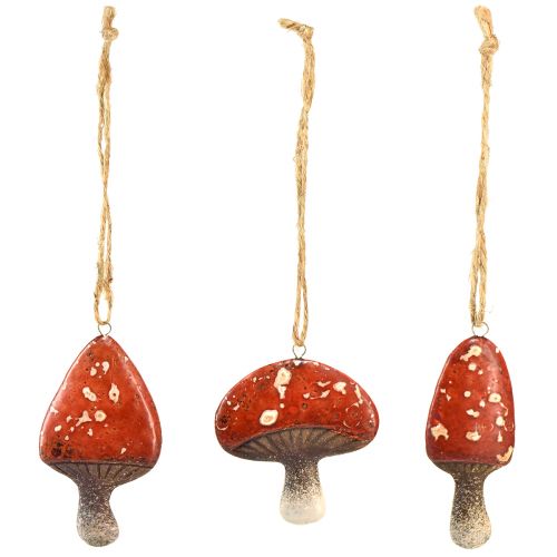 Prodotto Incantevoli ciondoli a forma di fungo rosso con cordoncino di iuta 3 cm - perfetta decorazione autunnale e natalizia - 6 pezzi