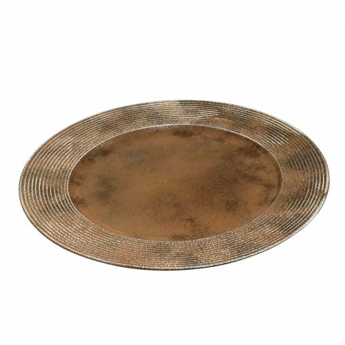 Floristik24 Piatto decorativo in plastica con effetto ruggine Ø33cm