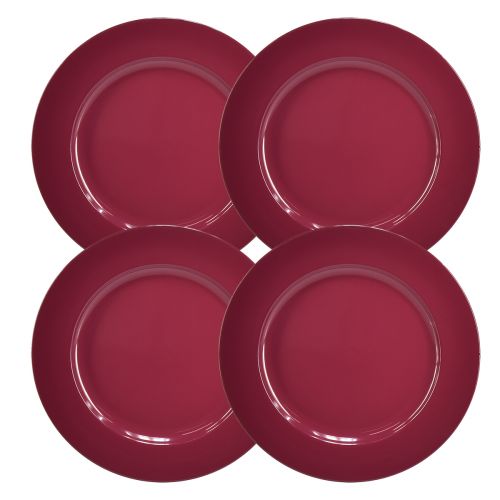 Prodotto Piatti versatili in plastica rosso scuro – 28 cm, perfetti per la decorazione e l&#39;uso esterno – 4 pezzi