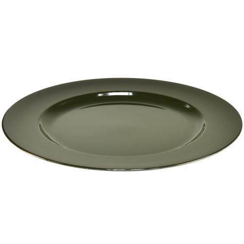Prodotto Elegante piatto in plastica verde scuro 28 cm 4pz