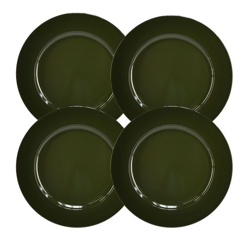 Prodotto Elegante piatto in plastica verde scuro 28 cm 4pz