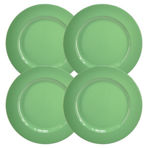 Prodotto Robusto piatto in plastica verde - 28 cm, perfetto per la decorazione quotidiana e le attività all&#39;aperto - 4 pezzi