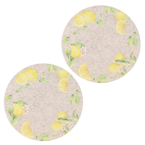 Prodotto Tovaglietta rotonda in feltro grigio Summer Lemon 31cm 2 pezzi