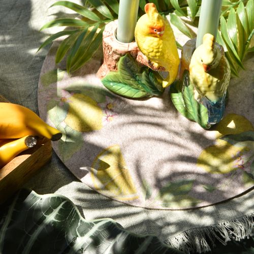 Prodotto Tovagliette rotonde in feltro grigio Summer Lemon 31cm 2 pezzi