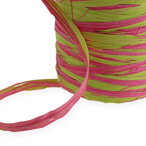 Floristik24 Cinturino in rafia bicolore verde mela-rosa 200m