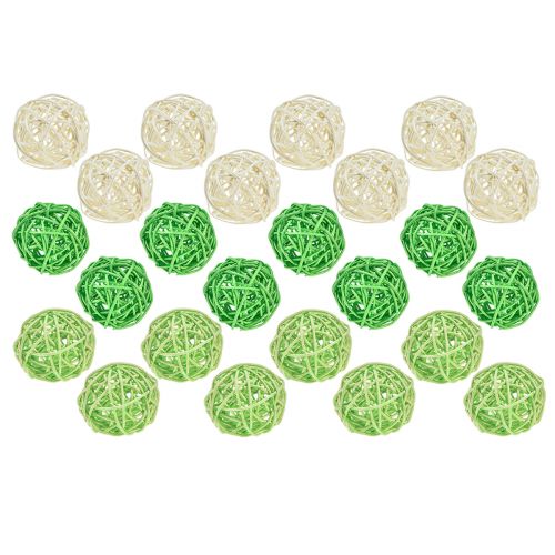 Prodotto Palline in rattan verde verde chiaro crema rattan assortito Ø5cm 24 pz
