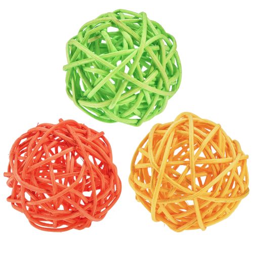 Prodotto Palline in rattan decorazione da tavolo rattan verde giallo arancione assortite Ø5cm 24 pezzi