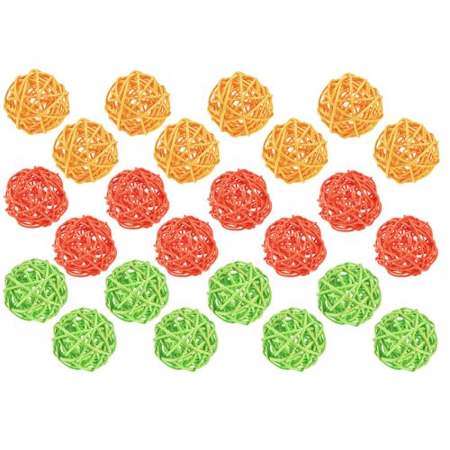 Prodotto Palline in rattan decorazione da tavolo rattan verde giallo arancione assortite Ø5cm 24 pezzi