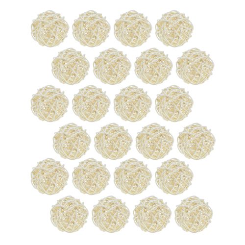 Decorazione da tavolo a forma di sfera in rattan sbiancato, colore crema, Ø5cm, 24 pezzi | Floristik24.it