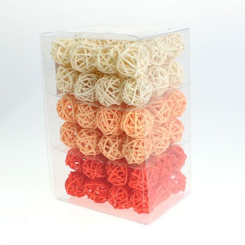 Prodotto Palline in rattan arancio, albicocca, sbiancato 72 pz