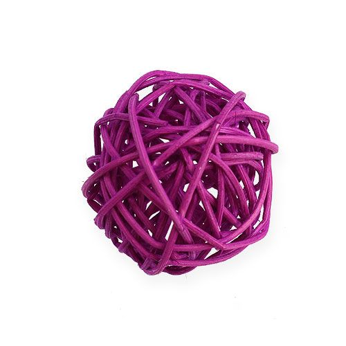 Floristik24 Palla in rattan lilla, viola, sbiancato Ø4,5cm 30 pezzi