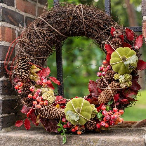 Prodotto Corona di vite Corona marrone scuro per decorazione murale Ghirlanda naturale in legno Ø35cm