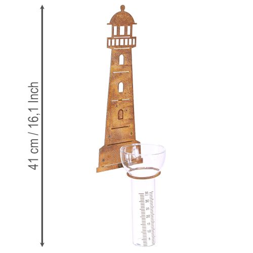 Prodotto Pluviometro effetto faro ruggine – Pluviometro decorativo per giardino e recinzione, 41 cm, effetto ruggine