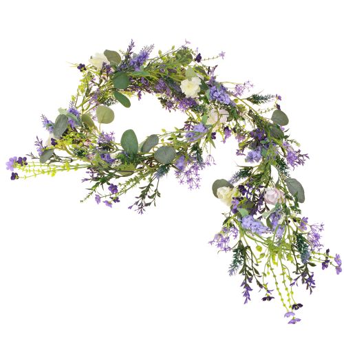Best Artificial Ghirlanda Di Erba Topiaria Con Fiori Viola Lavanda - Diametro 45 Cm, Resistente UV Per Esterno
