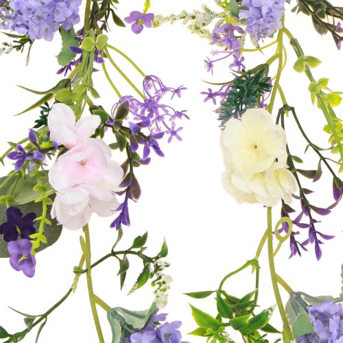 Floristik24 Ghirlanda di fiori romantica in viola rosa bianco L194 cm 2 pezzi