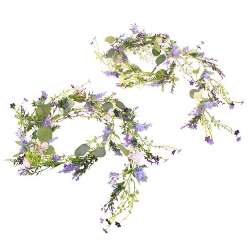 Prodotto Ghirlanda di fiori romantica in viola rosa bianco L194 cm 2 pezzi