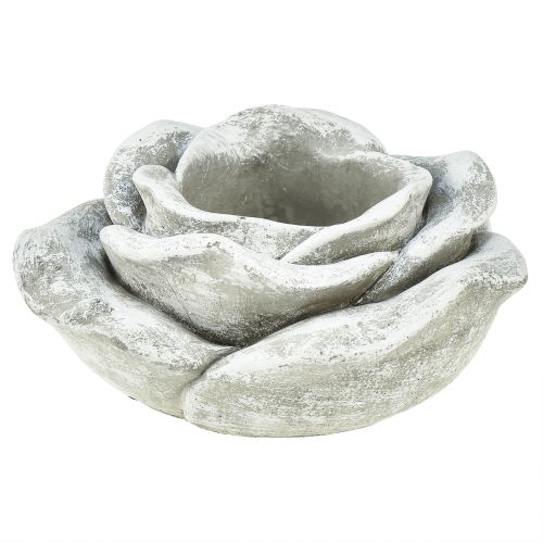 Floristik24 Decorazione tombale rosa decorazione da tavolo portacandele grigio bianco Ø14cm H7cm