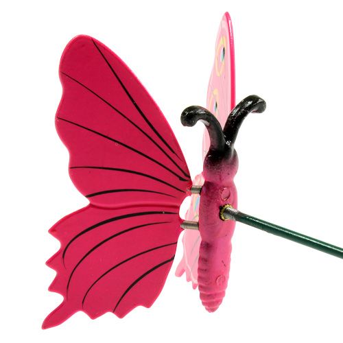 Floristik24 Farfalla su stecco 8cm Rosa