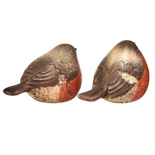 Prodotto Statuette di Robin in ceramica - Toni rossi e naturali, 5,4 cm - Perfette per il giardino e la casa - Confezione da 4
