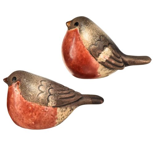 Prodotto Statuette di Robin in ceramica - Toni rossi e naturali, 5,4 cm - Perfette per il giardino e la casa - Confezione da 4
