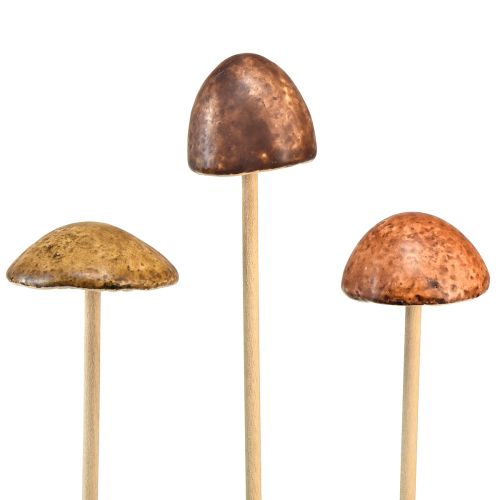 Prodotto Funghi rustici in ceramica su bastoncino - suggestiva decorazione autunnale 4 cm 6 pz