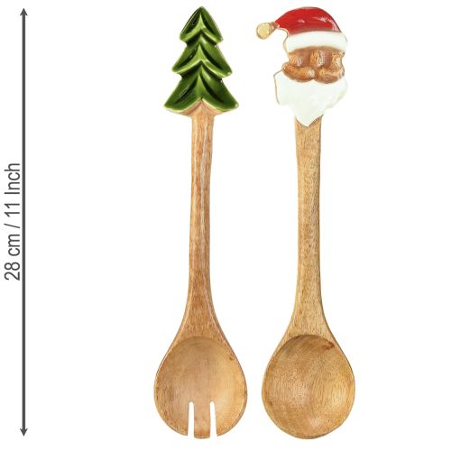 Prodotto Posate per insalata in legno per Natale, set da 2 pezzi da 28 cm