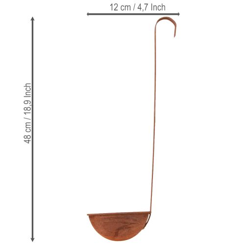 Prodotto Ciotola per piante, mestolo decorativo, finitura ruggine, Ø12cm, 3 pezzi