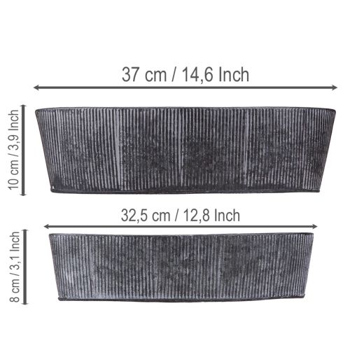 Prodotto Ciotola ovale in metallo, nera e grigia, stile vintage, 32,5/37 cm, set da 2.