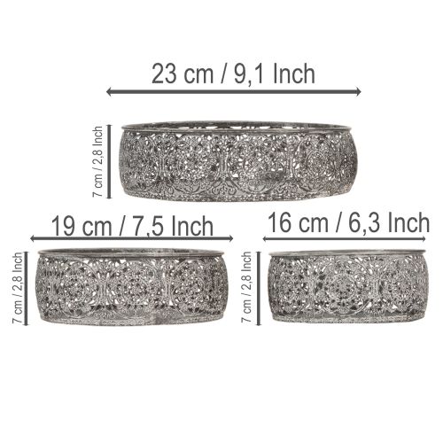 Prodotto Ciotole decorative in metallo, motivo grigio e bianco, Ø16/19,5/23,5 cm, set da 3