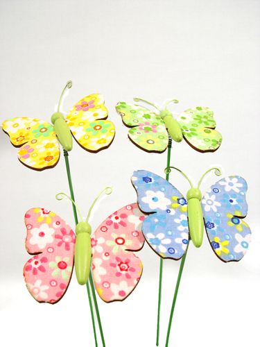 Floristik24 Motivo floreale a farfalle in legno su vergella 6 cm 12 pezzi