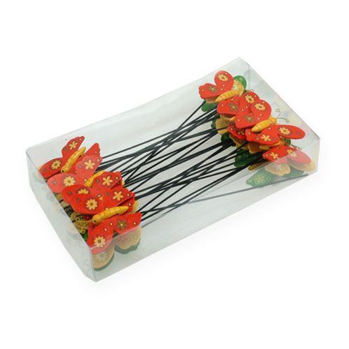 Floristik24 Farfalle colorate su stecco 7cm 24 pezzi