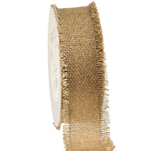 Floristik24 Nastro decorativo con frange marrone oro L40mm L15m