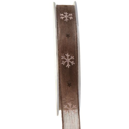 Prodotto Nastro decorativo fiocco di neve con filo marrone rosa L15mm L15m
