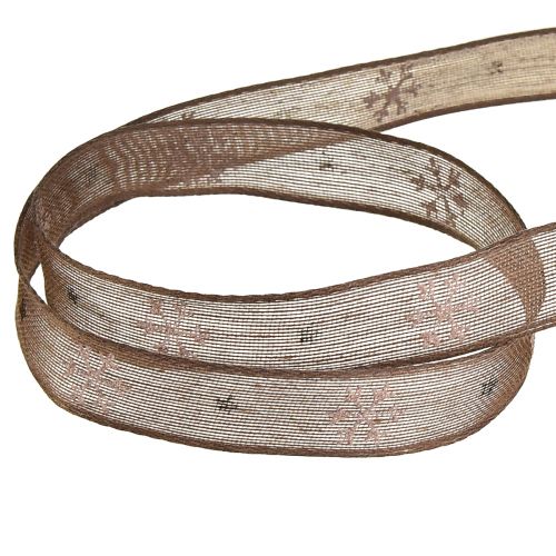 Prodotto Nastro decorativo fiocco di neve con filo marrone rosa L15mm L15m