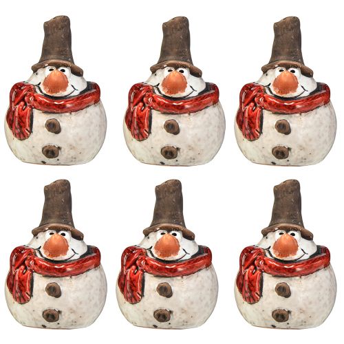 Prodotto Pupazzo di neve in ceramica, bianco, 6,9 cm – decorazione natalizia invernale – 6 pz