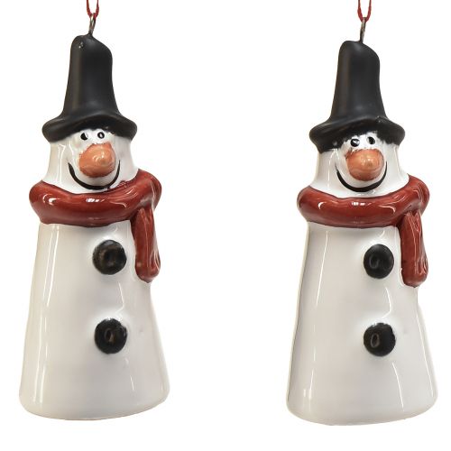 Prodotto Decorazione da appendere a forma di pupazzo di neve allegro – Bianco con sciarpa rossa e cappello nero, 7,5 cm – Perfetto per alberi di Natale festivi – 6 pezzi