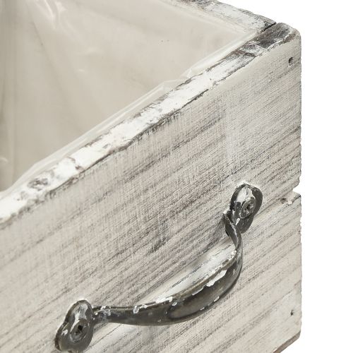 Prodotto Set di cassetti in legno con maniglia, bianco strofinato, 12x12 cm e 9x9 cm - Portaoggetti rustico - Set di 2