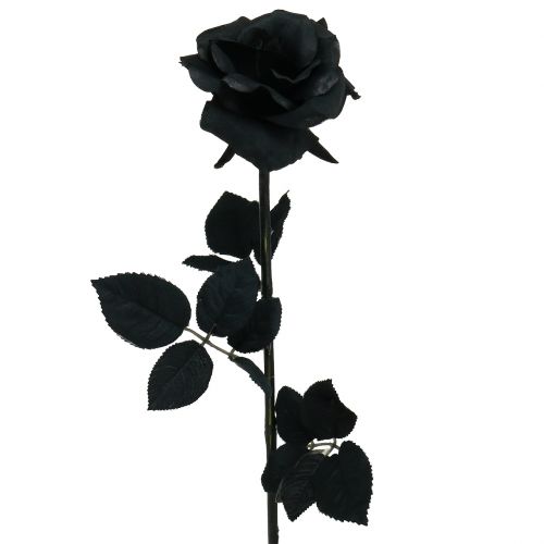 Fiore Rosa in Seta Nero 63cm